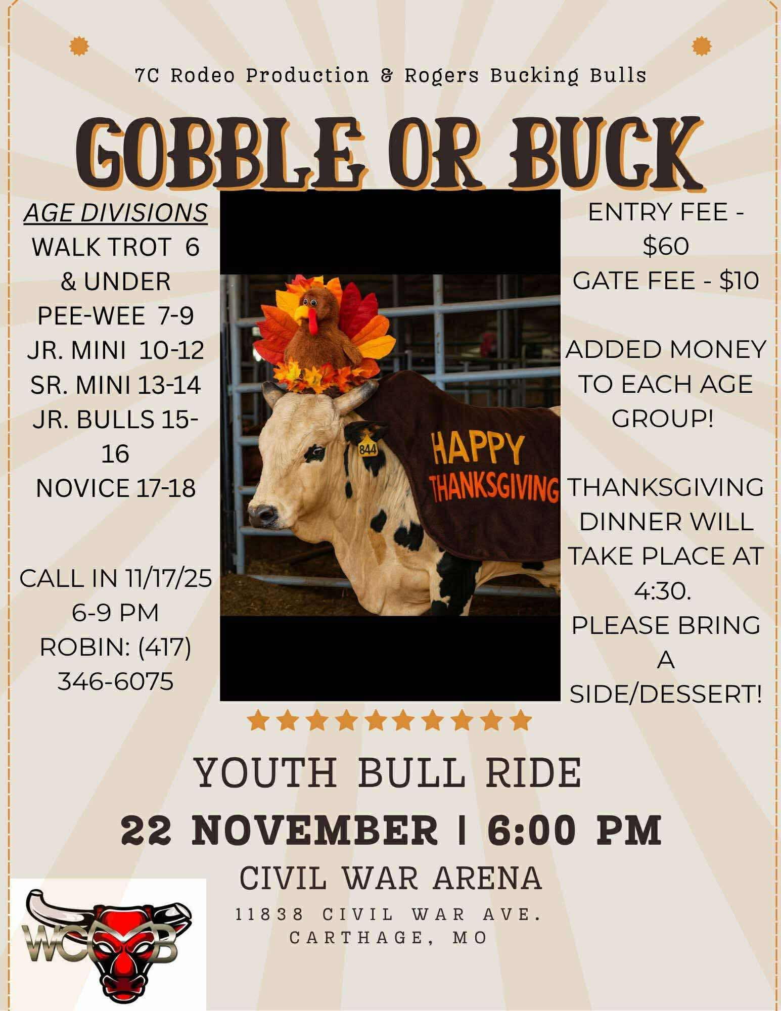 Gobble or Buck Youth Bull Ride Flyer